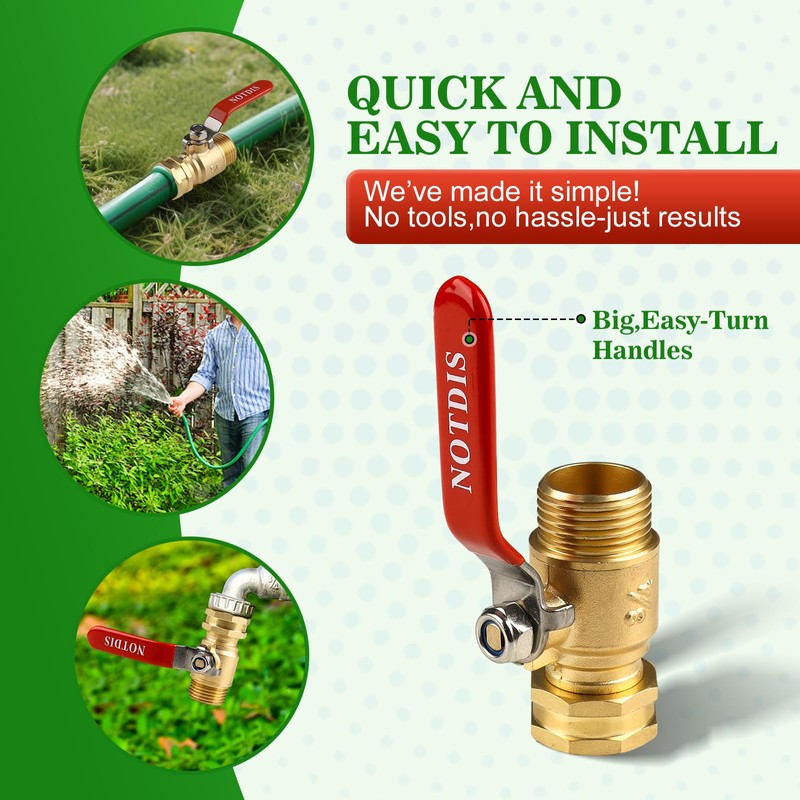 Brass Garden Hose Shut Off Valve with Full-Flow Design -