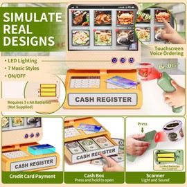 Pupu Pig Toddler Toy Grocery Store, Supermarket Playset with Touch Voice Cash Register, Realistic Scanner, Coffee Maker, Play Food, Play Money, Pretend Play Toys for Toddlers Kids Gifts (Green)