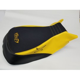 HCC Racing seat cover compatible with Can Am Outlander XMR 650(Gen II) black gripper/yellow sides/black perforated back X black yellow stitch