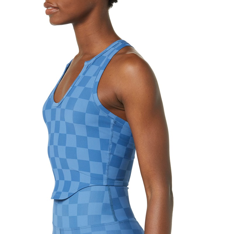 EleVen by Venus Williams Women's Ace Tank, Ocean Checkered Print,