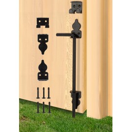 18" Heavy Duty Cane Bolt Gate Drop Rod Hardware Ground Latch for Wood PVC Vinyl Metal Fences Gates, Double Doors, Black Solid Steel -1 Pack