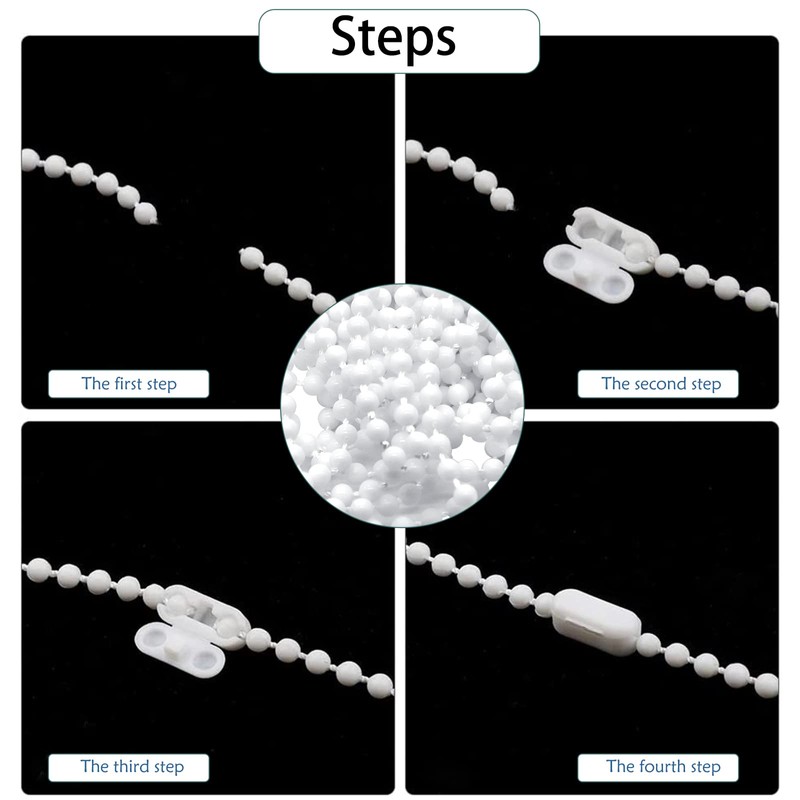 Blinds Roller Cord, Bead Chain for Roman Vertical Blinds, White