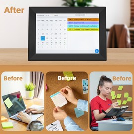 SVLIBO Digital WiFi Clock for Seniors,Touch Screen Clock with Auto Time Sync, 7-Day Weather, 64 Custom Alarms, Digital Calendar Desk Clock for Home, Office, Bedroom (10.1inch NO APP)