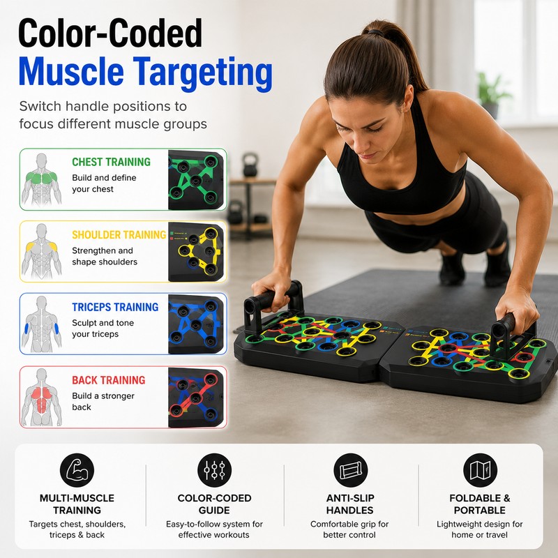 Push-Up Board Set for Strength Training – Foldable Fitness Board