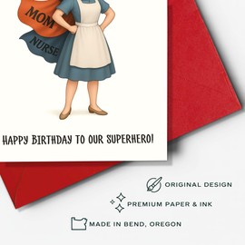 Superhero Mom Nurse – Greeting Card Thank You for Your Unwavering Strength, Care, and Dedication – Celebrate the Amazing Supermom Nurse in Your Life – 8x5.3 Inch