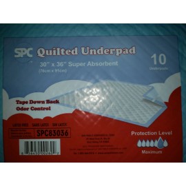 SPC Quilted Maximum Protection Underpads 30x36, 1pk of 10