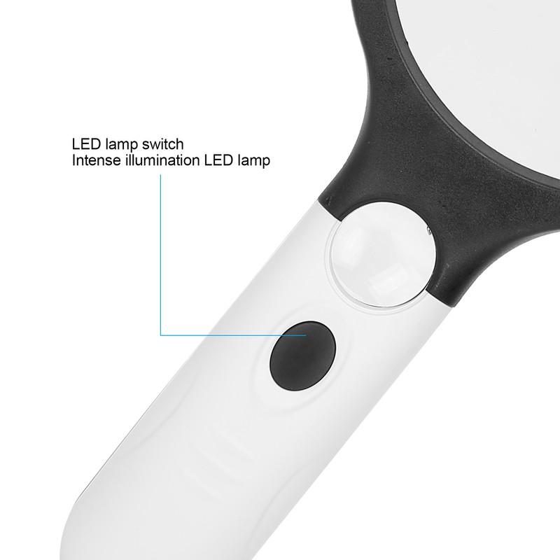 Reading Handheld Magnifying Glass Battery Powered 4LED 4X 30X Lens