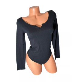 Victoria's Secret Victorias Secret PINK Long Sleeve Pull On Body Suit Solid Black XS