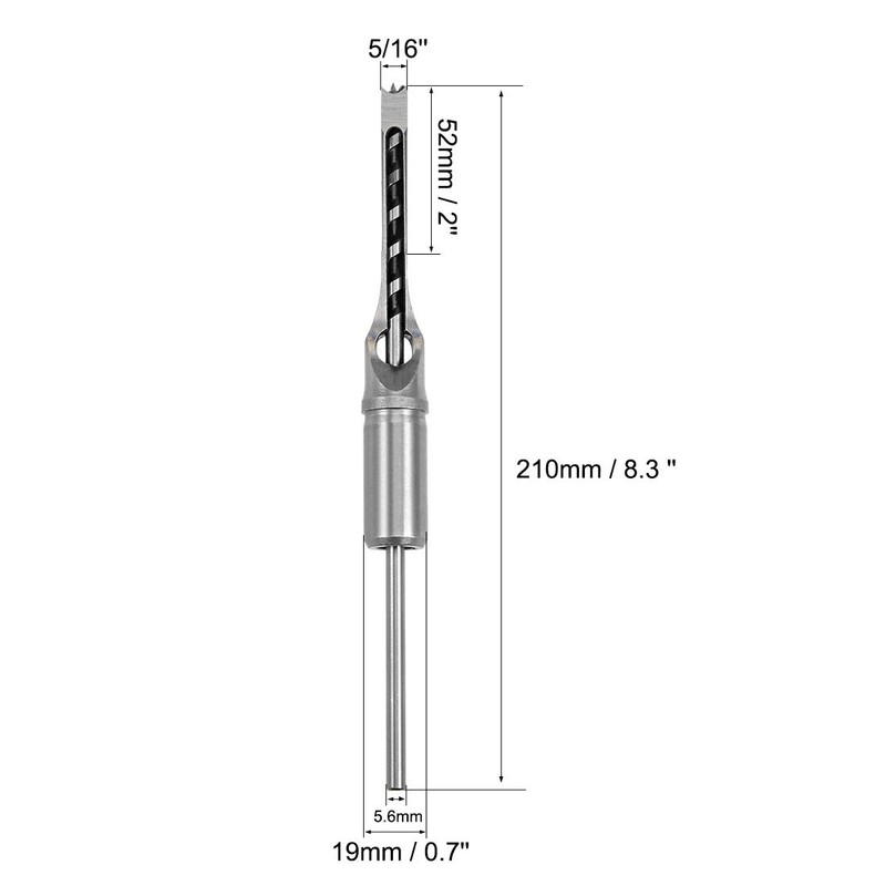uxcell Square Hole Drill Bit, 5/16" High-Carbon Steel Hollow Chisel