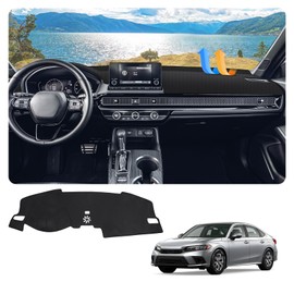 FIILINES Dash Cover for 2022-2025 Honda Civic, Dashboard Mat Accessories Dash Cover Sunshade Nonslip Mesh Protector No Glare Black