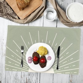 GICHUGI Sage Green Boho Nursery Placemats Set of 4, Kids Toddlers Placemats for Dining Table, Boho Sunshine Floral Table Mats Place Mats for Kitchen Dining Table Decoration 12x18 Inch