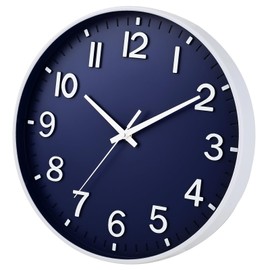 HZDHCLH Wall Clock 8 Inch Silent Non Ticking Quartz Modern Decorative Clock for Office Classroom Home Living Room Bedroom(navy blue)