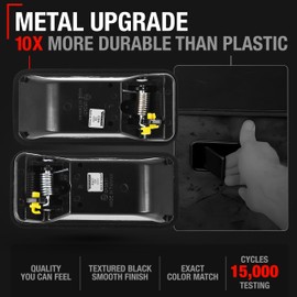 Exterior Door Handle Set, Front Driver + Passenger Door Handle - Compatible with 1987-2006 Jeep Wrangler, Half Door Type - Smooth Black, Metal - OEM 55176548AB, 55176549AB, 79335, 79334