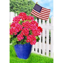 America Forever Patriotic Geraniums Garden Flag - America Summer Welcome Floral Memorial Day 4th of July American Flag - Seasonal Yard Outdoor Decorative Double Sided Flag - 12.5 x 18 Inches