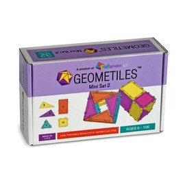 Geometiles 3D Building Set for Learning Math, Includes Many Online Activities,32-pc, Made in USA (Triangle/Rectangle/Square)