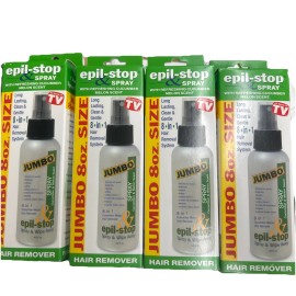 Epil-Stop 4 NWB Epil-Stop 8oz Jumbo 8 in 1 Hair Remover Cucumber Melon Spray & Wipe Away