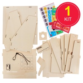 Baker Ross FN087 Wood Craft Cash Register Kit - Pack of 1, Pretend Shop Play Item for Kids, Kids Grocery Store