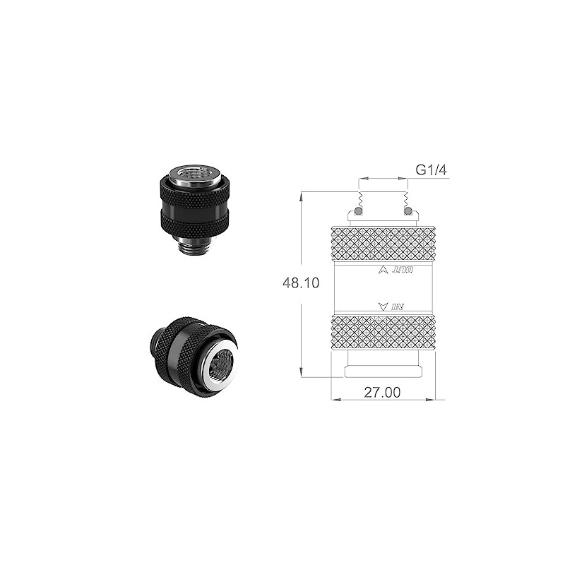 PrimoChill Male to Female G 1/4 SX Mini Pull Drain