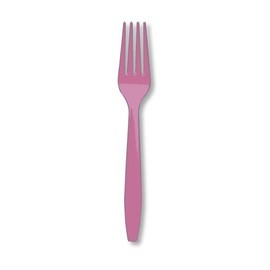 Club Pack of 288 Candy Pink Premium Heavy-Duty Plastic Party Forks