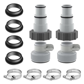 Dimakung 4 Pack 1.25" to 1.5" Pool Hose Adapter A & B Conversion Connector for Intex Pool Pump, Filter Hose & Saltwater Systems, Backwash Hose Adapter Set with Clamps & 11228 Seal Gaskets