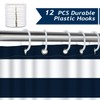 Bonhause Nautical Stripe Shower Curtain, Navy Blue Anchor Bathroom Curtain