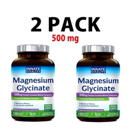 Innate Vitality 2 PACK, Magnesium Glycinate 500 mg, Chelated, 120 Veggie caps (240 total!)
