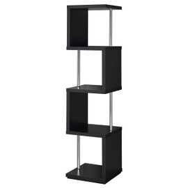 Coaster Home Furnishings Baxter 67-inch 4-Shelf Bookshelf Black and Chrome 801419