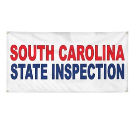 Vinyl Banner Multiple Sizes South Carolina State Inspection Red Blue Business Outdoor Weatherproof Industrial Yard Signs 4 Grommets 16x40Inches