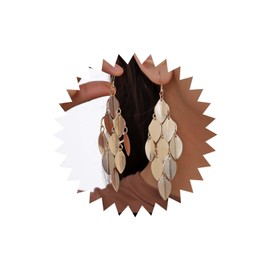 Atentuyi Punk Layered Leaf Dangle Earrings Gold Metal Leaf Chandelier Earring Long Tassel Leaf Drop Earring Textured Leaf Statement Earrings Vintage Leaf Hook Earrings Jewelry for Women and Girls