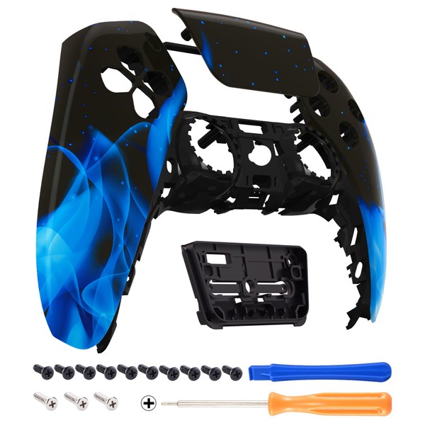 eXtremeRate Blue Flame Touchpad Front Housing Shell Compatible with p