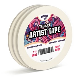 TSSART 3 Pack White Artist Tape - Masking Artists Tape for Drafting Art Watercolor Painting Canvas Framing - Acid Free 0.2 Inch Wide 180FT Long