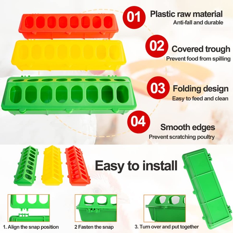 OUYOLAD 4 Plastic Flip Top Bird Small Poultry Feeder for