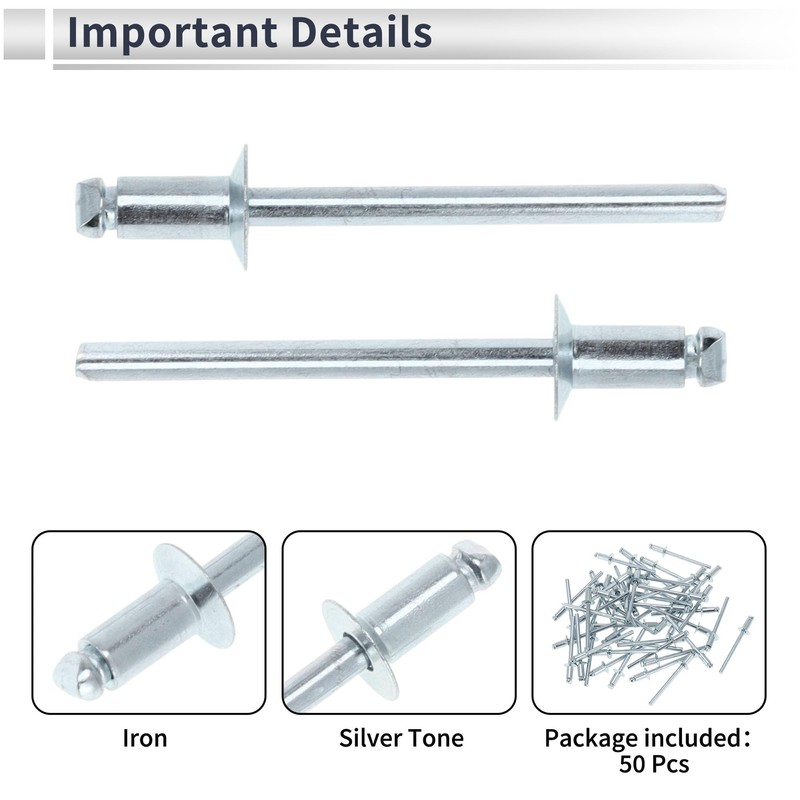 RATCHROLL 50 Pcs Open End Large Flange Blind Rivets 4mm