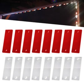 Zikefest 16PCS Red/White Safety Reflectors, ABS Self Adhesive Trailer Warning Reflectors with Mounting Hole, Universal for Truck, RVs, Motorcycle, Cars, Bus
