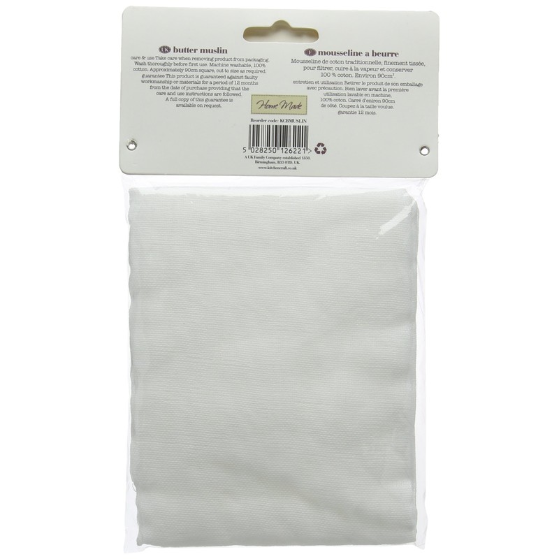 KitchenCraft Home Made Butter Muslin Cloth for Straining, Cotton, 90