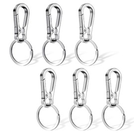 REEKNOKOL 6 Packs Keychain, Metal Keyring Clip Quick Release Carabiner Keyring Portable Keychains Heavy Duty Key Ring Clips for Outdoor Keychain Clip for Men Women Unisex (Silver)