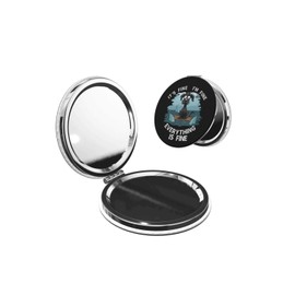 KWSAAHU Double-Sided Pocket Compact Mini Makeup Mirrors 1x, 2X Magnifying Mirror Portable Foldable Round Small Purse Mirror Suitable Daily Travel Party for Woman Man - Fine Dog