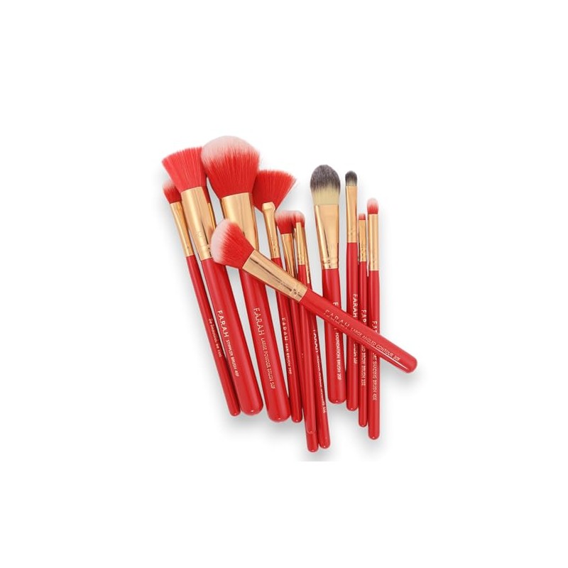 F.A.R.A.H Premium 12 Piece Makeup Brush Set - Red Siren