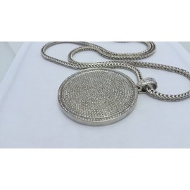 Bitter Sweet Store Mens Icedout Hip Hop Silver Round Cz Medallion Pendant 36" Franco Chain Necklace