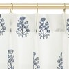 Lino Rosa Navy Blue Kitchen Curtains,Floral Patterned Coastal White Farmhouse