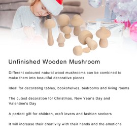 ANKROYU 40pcs Big Sizes Unfinished Wooden Mushroom Kit, Unpainted Natural Wood Mushroom Decoration, Painting Color DIY Craft Art Projects