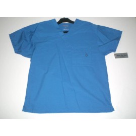 WEAR FOR CARE UNISEX SCRUB TOP, BLUE, SIZE MEDIUM