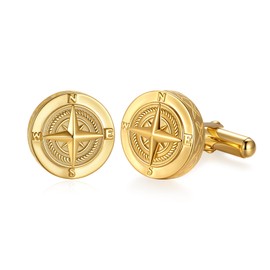 Compass Cuff Links Mens S925 Sterling Silver Gold Cufflinks for Men Wedding Father's Day Jewelry Gifts for Men Women