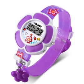 Kids Watch Girl Flower Shape Watch Novelty Cartoon Digital Watch 1144 (Purple)