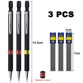 Set of 3 Mechanical Pencils 0.3 0.5 0.7, Lead Pencil Set, Mechanical Pencil Set, Lead Pencils 0.3 0.5 0.7, Fine Lead Pencil Set 0.3 0.5 0.7, Mechanical Pencils with 36 Pieces HB Leads, for Drawing,