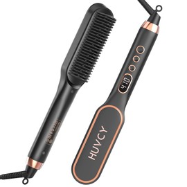HUVCY Hair Straightener Brush, Electric straightening Brush with Ceramic Quick Heating, Hair Straightener for Women,Dual Voltage Thermal straighetner Comb,Anti-Scald Safety Design