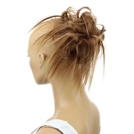 CAISHA Jumbo Haarteil Haargummi Dutt Flora Hochsteckfrisuren Brautfrisuren Natürlich Gewellt Unordentlich DM17cm Braun Mix G6F