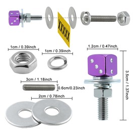 Bashineng Dice License Plate Screw Fasteners Kit 4 Pcs License Plate Bolts Decoration Stainless Steels Aluminum Alloy Universal Fit Most Cars Truck Motorcycle (Purple)