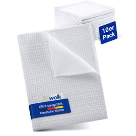 wolk Waffle Cloths – Microfibre Cloth with Waffle Structure – Pack of 10 – Size: 38 x 38 cm – Colour: White – Rags, Cleaning Cloths, Cleaning Cloths – Bathroom, Kitchen, Catering