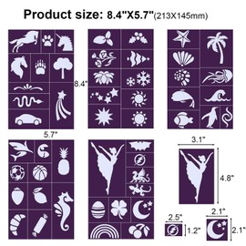HOWAF 15 Large Sheets Glitter Tattoo Stencils for Kids, Face Paint Stencils Reusable, Children Make-up Temporary Tattoos Stencils for Girls Boys Faces Body Paint Stencils